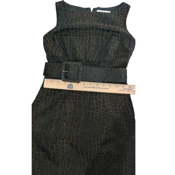 Cache Luxe Black Croc-Embossed Midi Dress Size 4 - Picture 7 of 11
